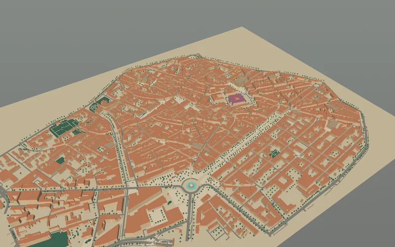 Vue de présentation du modèle 3D du centre historique d’Aix-en-Provence