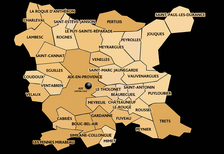Carte des communes du Pays d’Aix
