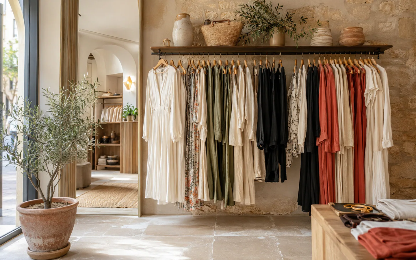 Vêtements de mode femme dans une boutique élégante à Aix-en-Provence