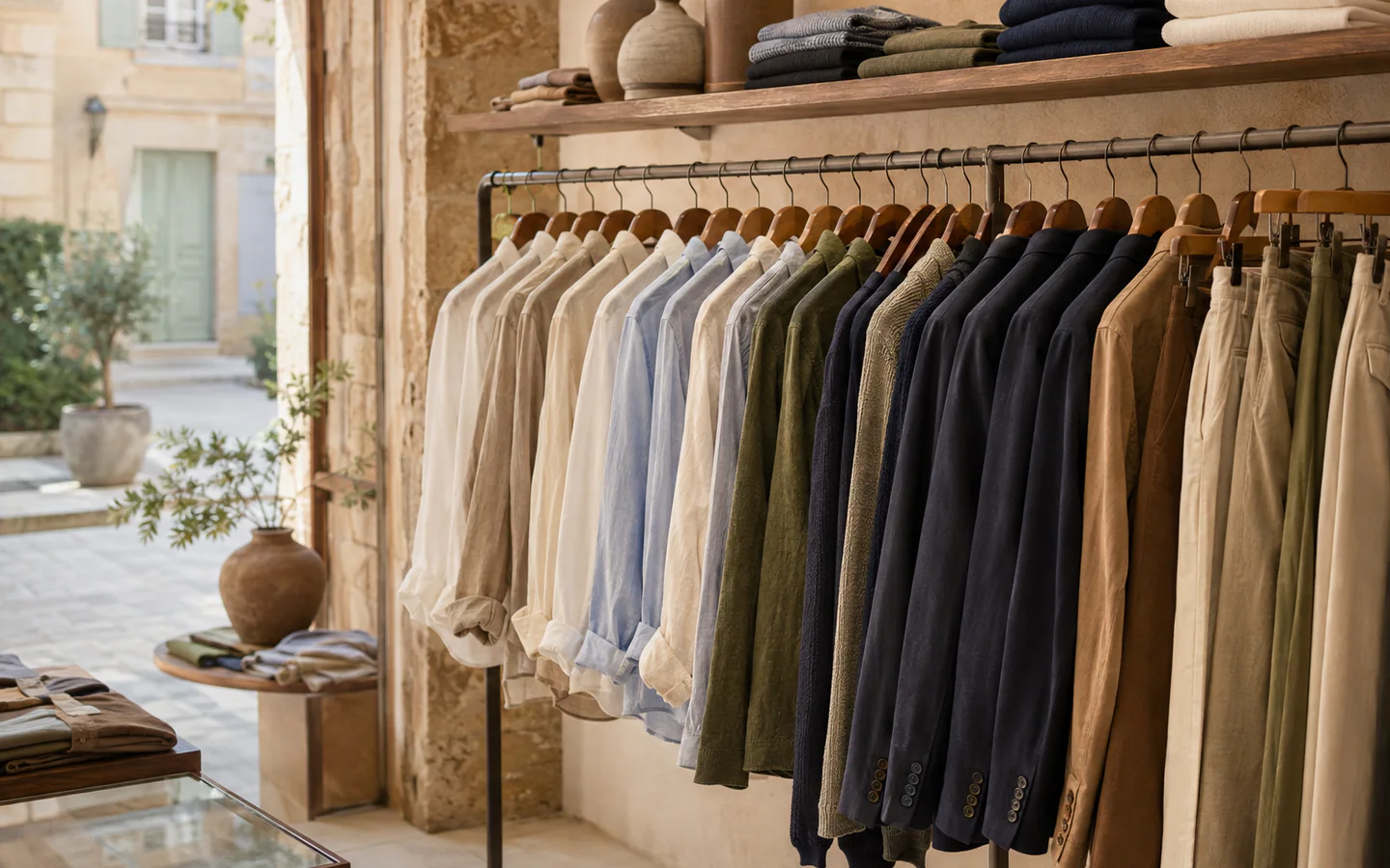 Chemises et vestes de mode homme dans une boutique d'Aix-en-Provence
